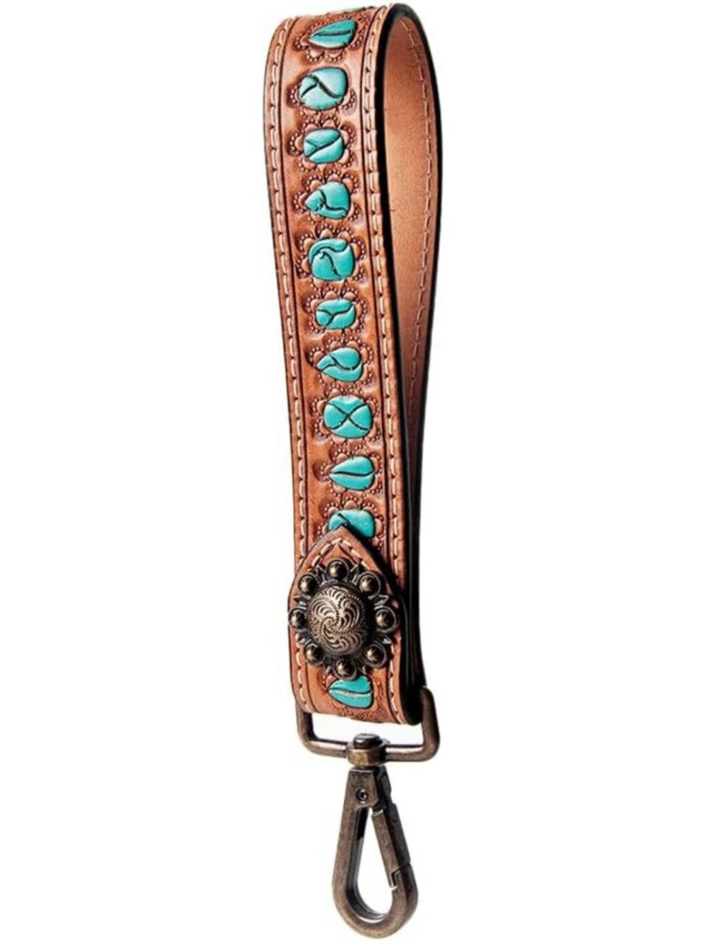 Genuine Leather Hand Tooled Wristlet Strap for Phone, Keychain, Wallet & Purse